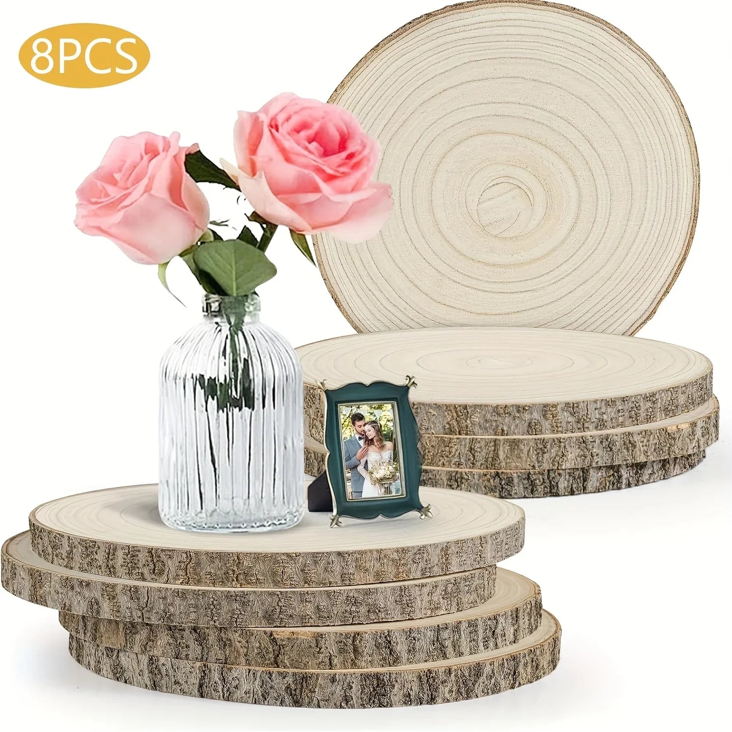 6/8/10 Pack 9-10 Inch Large Wood Slices For Centerpieces Natural Unfinished Wooden