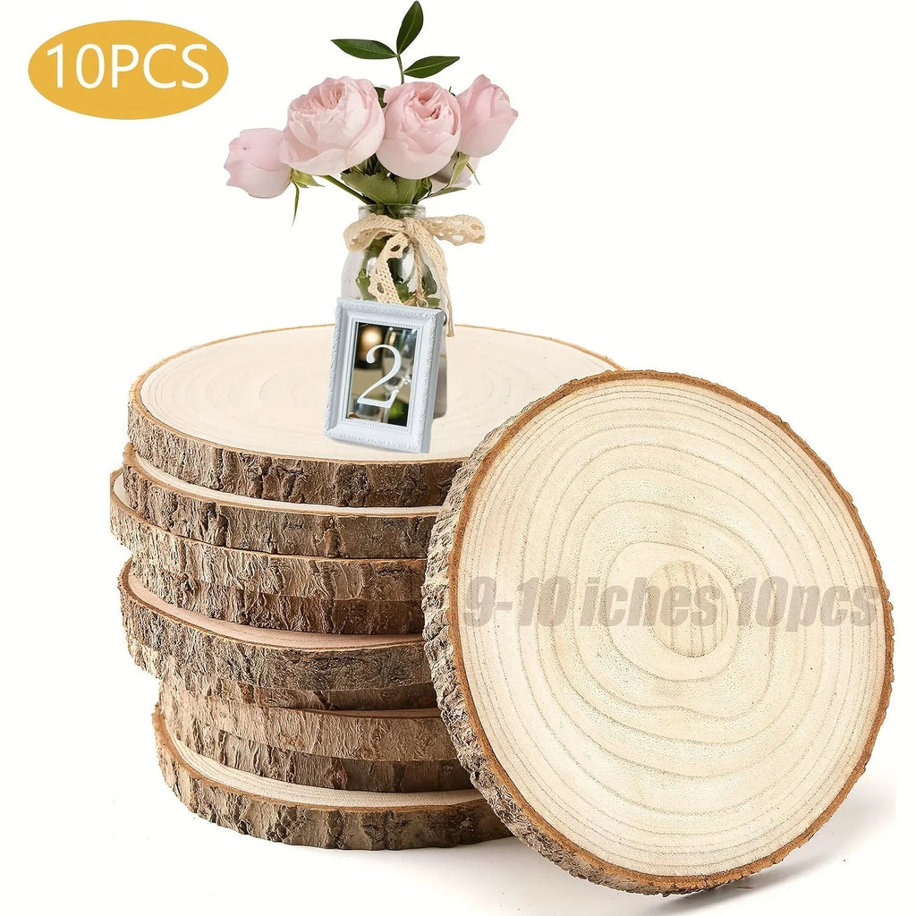6/8/10 Pack 9-10 Inch Large Wood Slices For Centerpieces Natural Unfinished Wooden