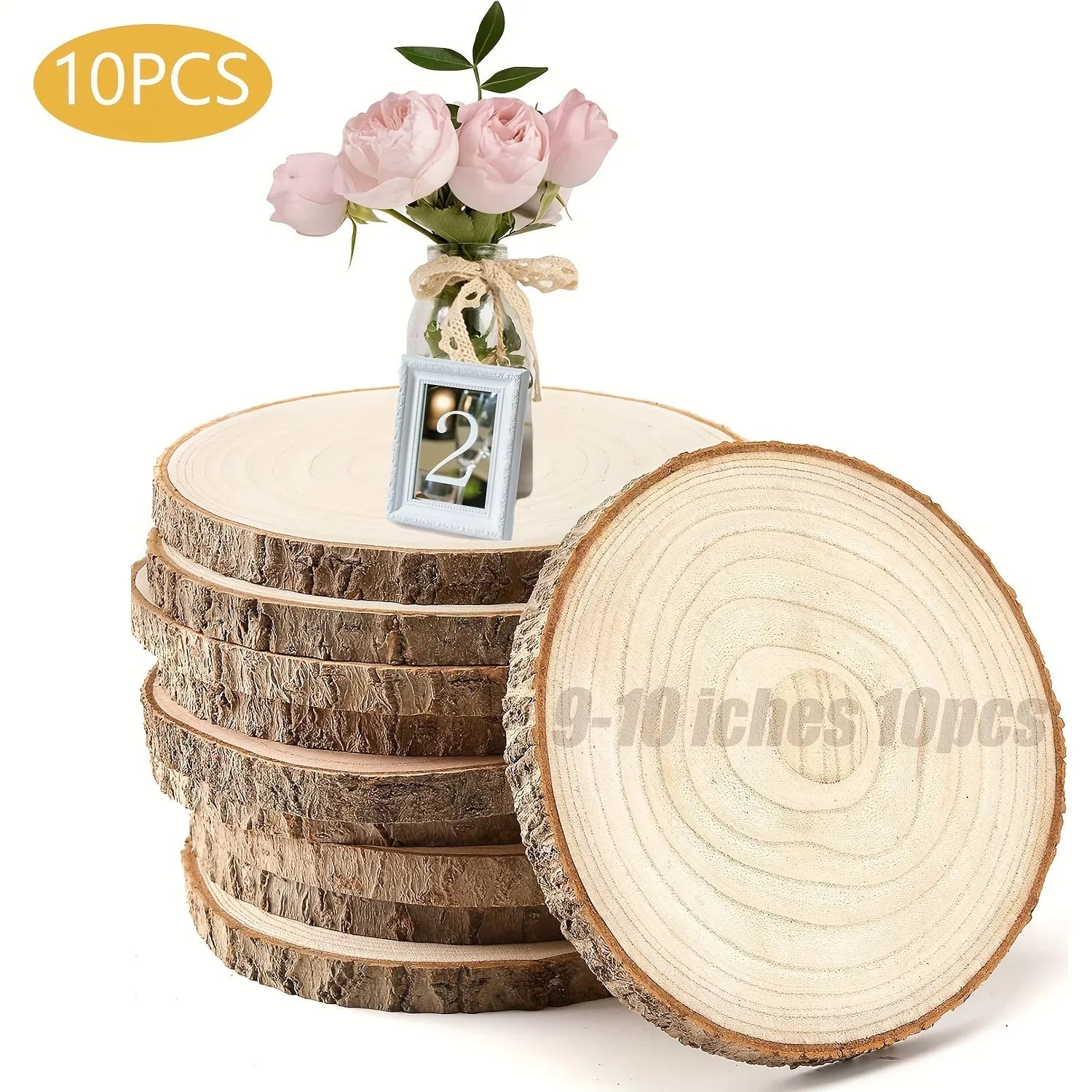 6/8/10 Pack 9-10 Inch Large Wood Slices For Centerpieces Natural Unfinished Wooden