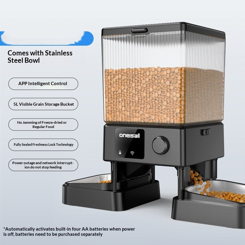 Automatic Cat Feeder With Dual Bowls Visual Timer-Controlled Portion
