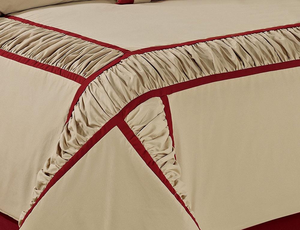 7 Piece Microfiber Ruffle and Patchwork Comforter Set