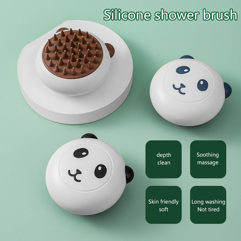 Silicone Pet Cat And Dog Shower Soft Bristled Brush Panda Shape Pet Soft Massage
