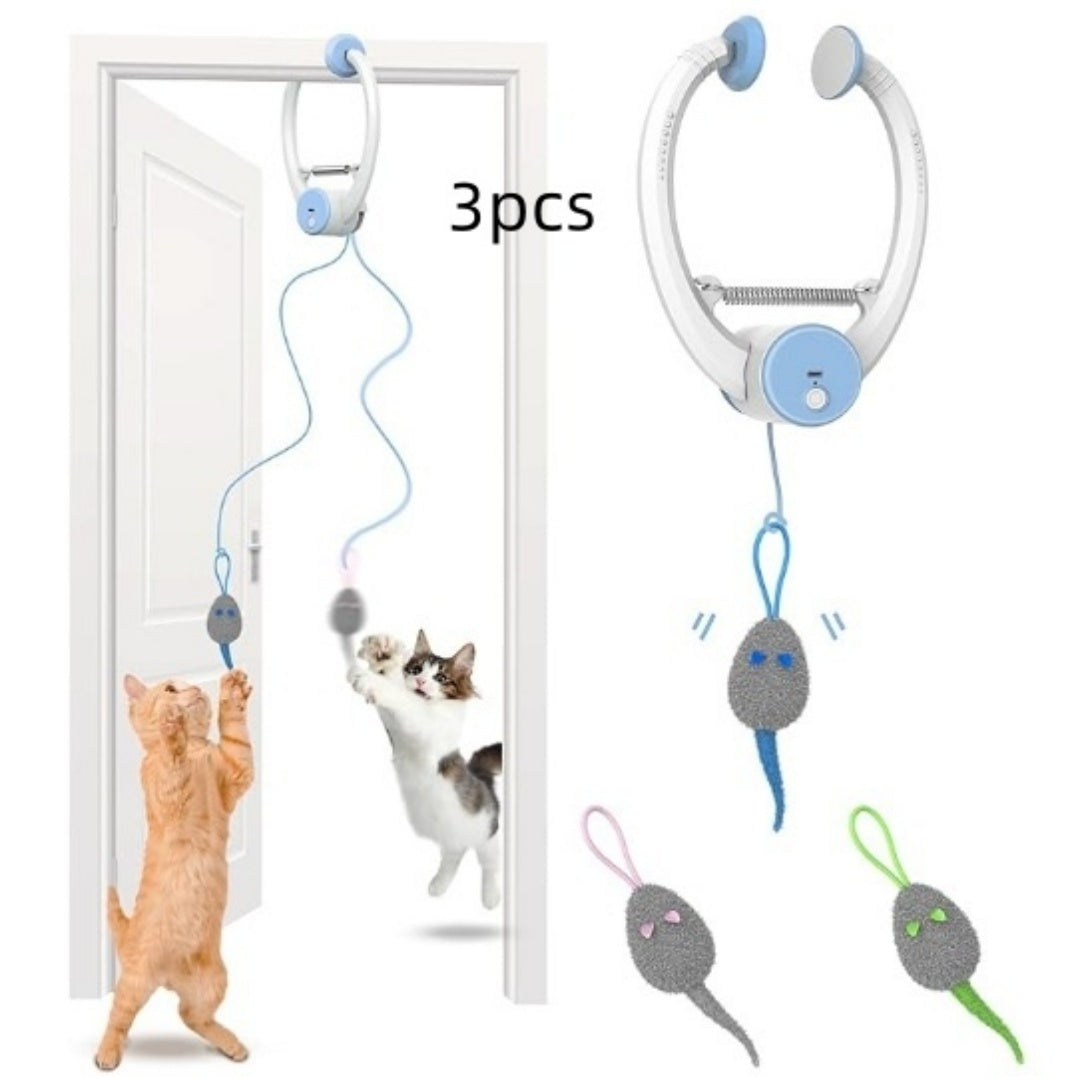 Colorful Beating Mouse Electric Door Holder Hanging Automatic Interactive Toy
