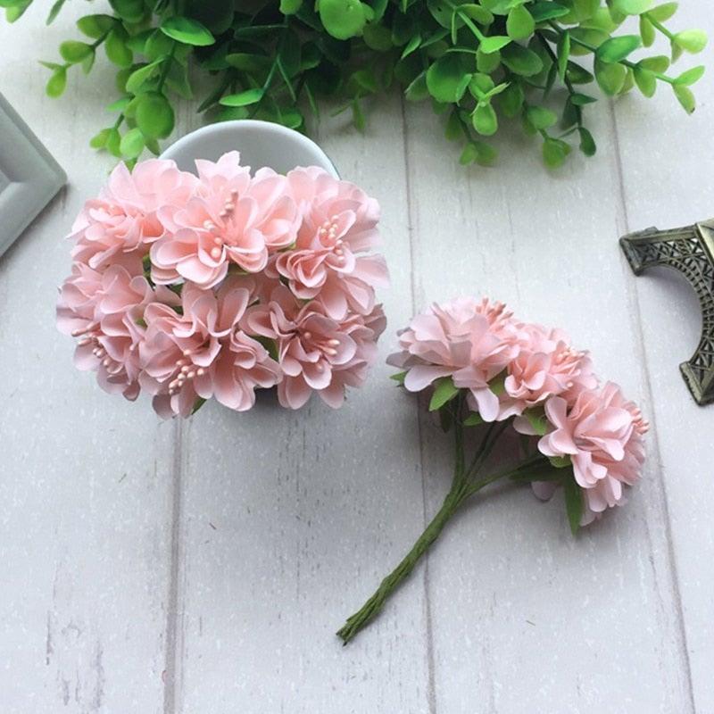 6pcs Silk Stamen Artificial Flower Bouquet Wedding Handmade Wreath Scrapbooking Craft