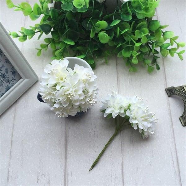 6pcs Silk Stamen Artificial Flower Bouquet Wedding Handmade Wreath Scrapbooking Craft