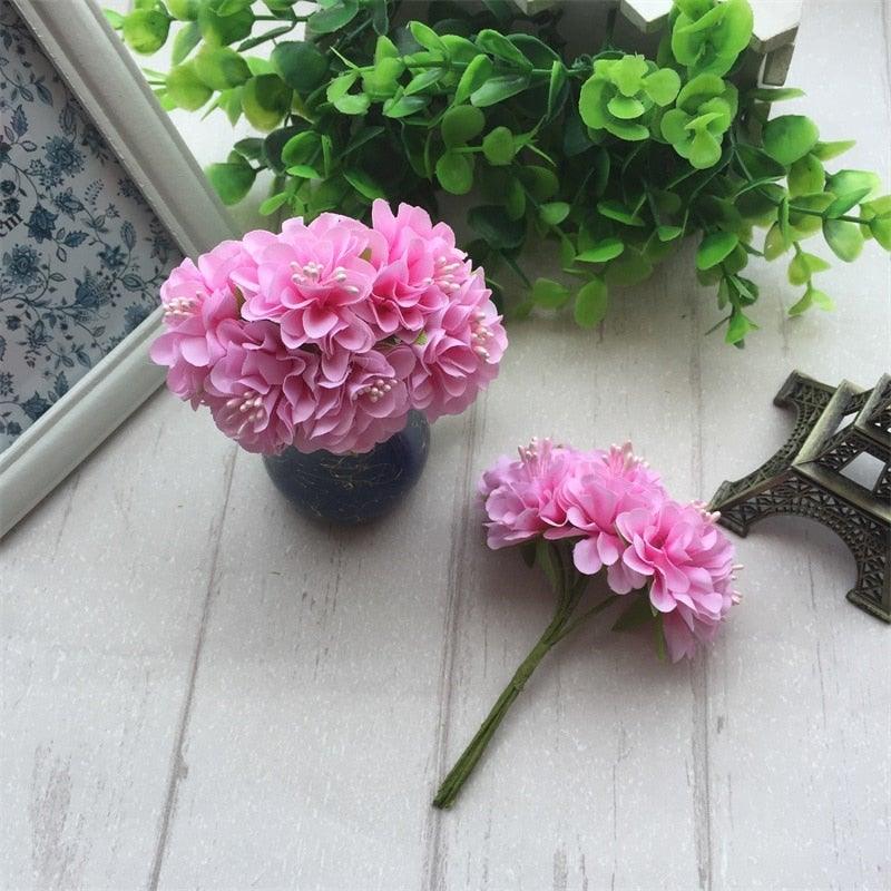6pcs Silk Stamen Artificial Flower Bouquet Wedding Handmade Wreath Scrapbooking Craft