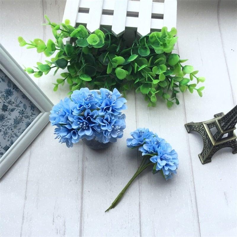 6pcs Silk Stamen Artificial Flower Bouquet Wedding Handmade Wreath Scrapbooking Craft