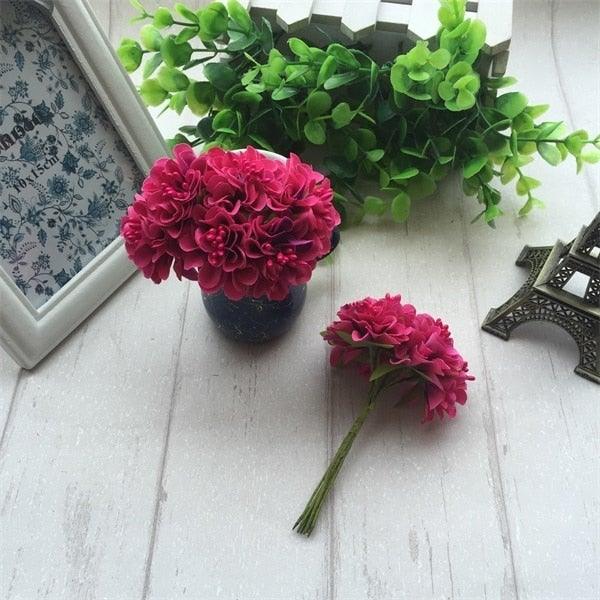 6pcs Silk Stamen Artificial Flower Bouquet Wedding Handmade Wreath Scrapbooking Craft