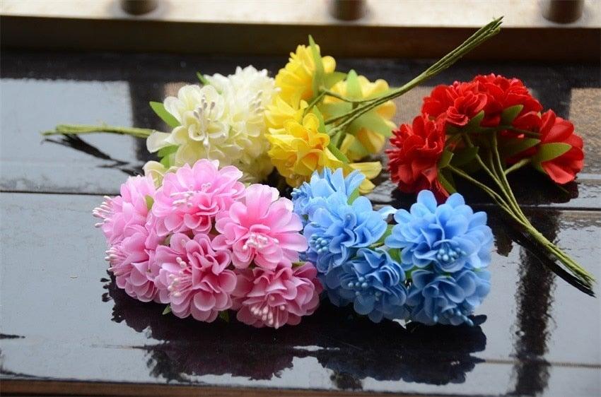 6pcs Silk Stamen Artificial Flower Bouquet Wedding Handmade Wreath Scrapbooking Craft