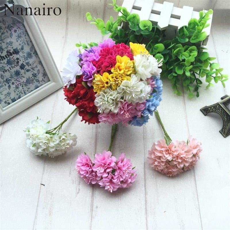 6pcs Silk Stamen Artificial Flower Bouquet Wedding Handmade Wreath Scrapbooking Craft