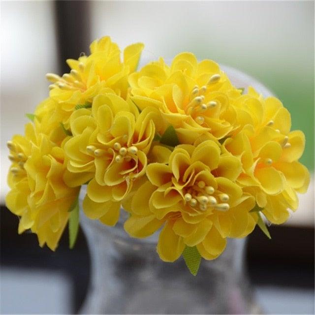 6pcs Silk Stamen Artificial Flower Bouquet Wedding Handmade Wreath Scrapbooking Craft