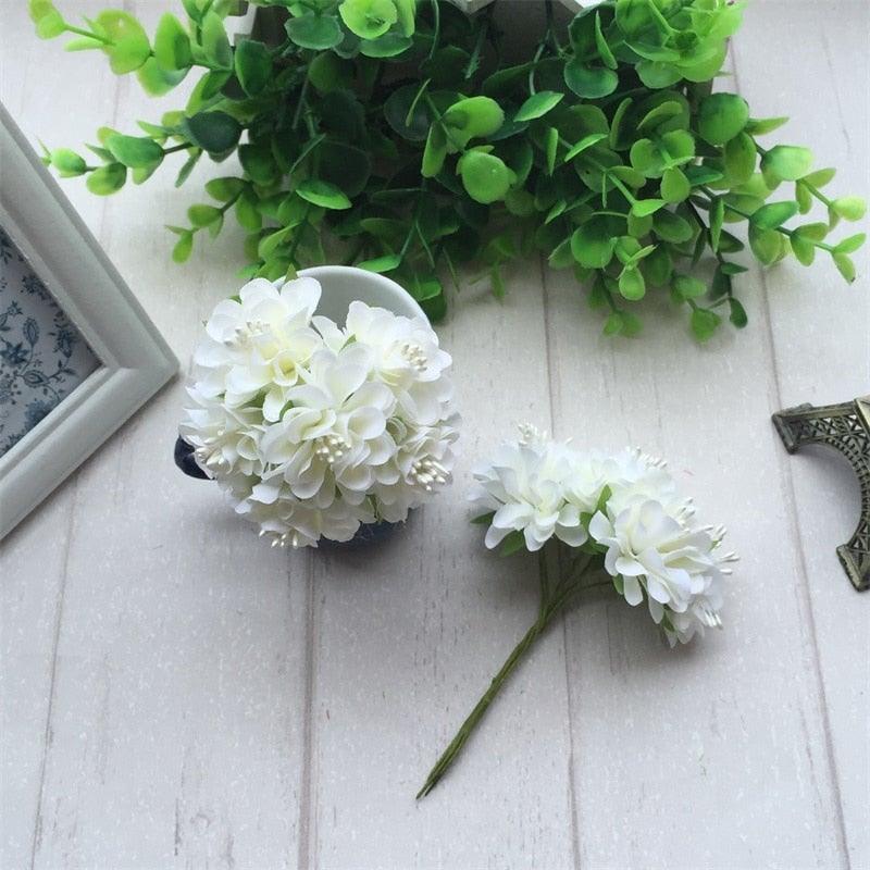 6pcs Silk Stamen Artificial Flower Bouquet Wedding Handmade Wreath Scrapbooking Craft