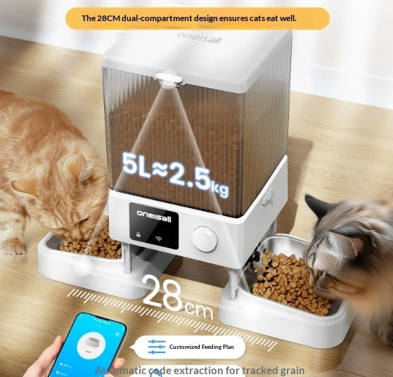 Automatic Cat Feeder With Dual Bowls Visual Timer-Controlled Portion