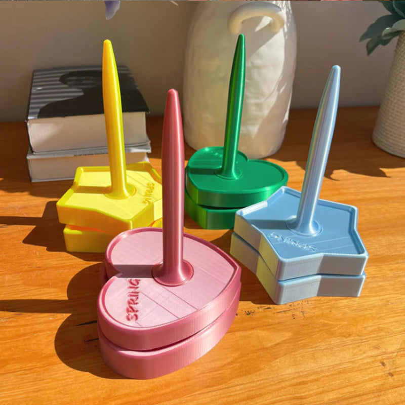 Vertical Shiny-Design Yarn Spinners and Holders