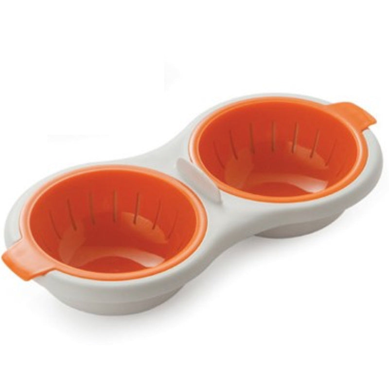 Mini Twin Egg Boiler Creative Tableware Microwave Oven Egg Steamer Double Layer With Lid