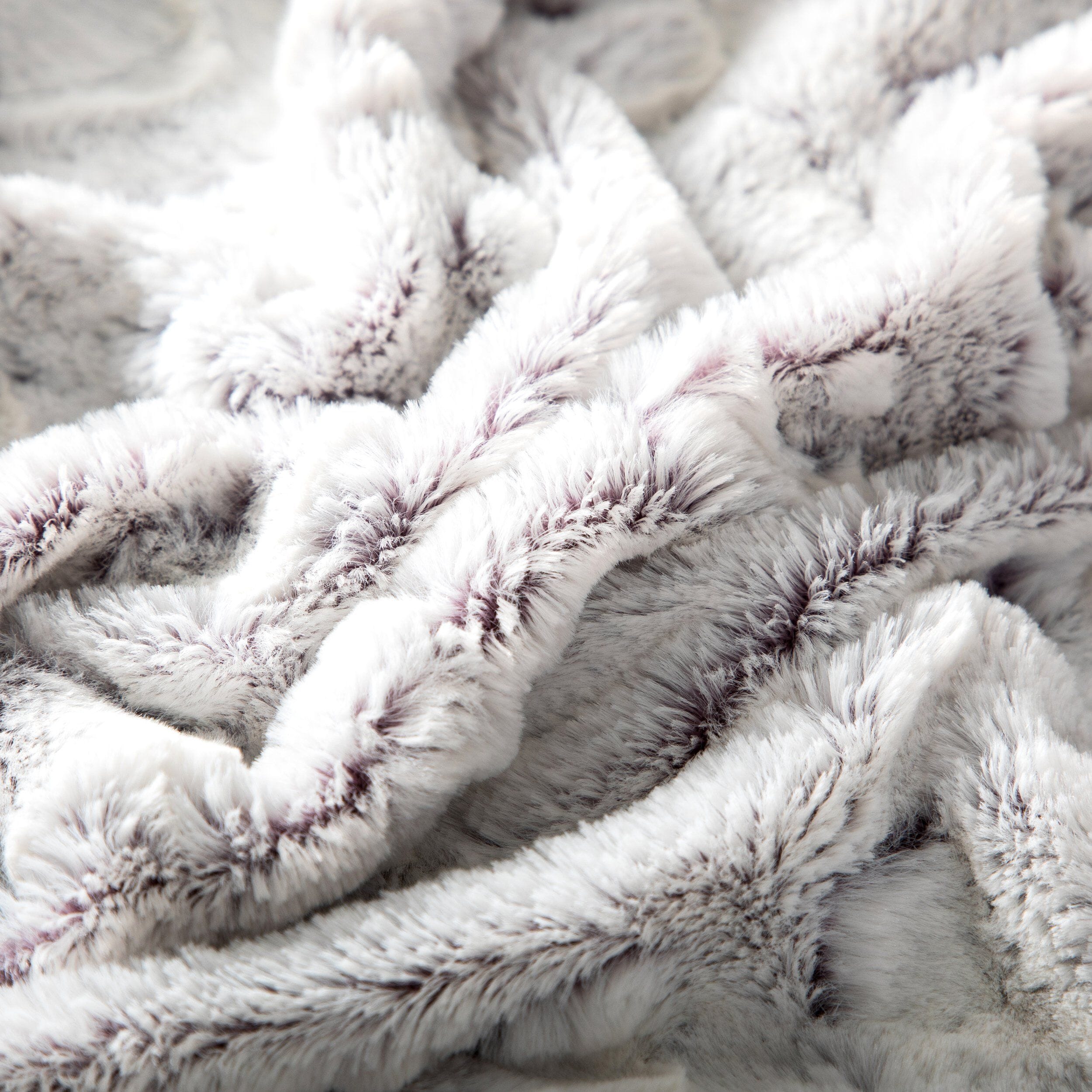 DaDa Bedding Milky White Purple Faux Fur Sherpa Throw Blanket