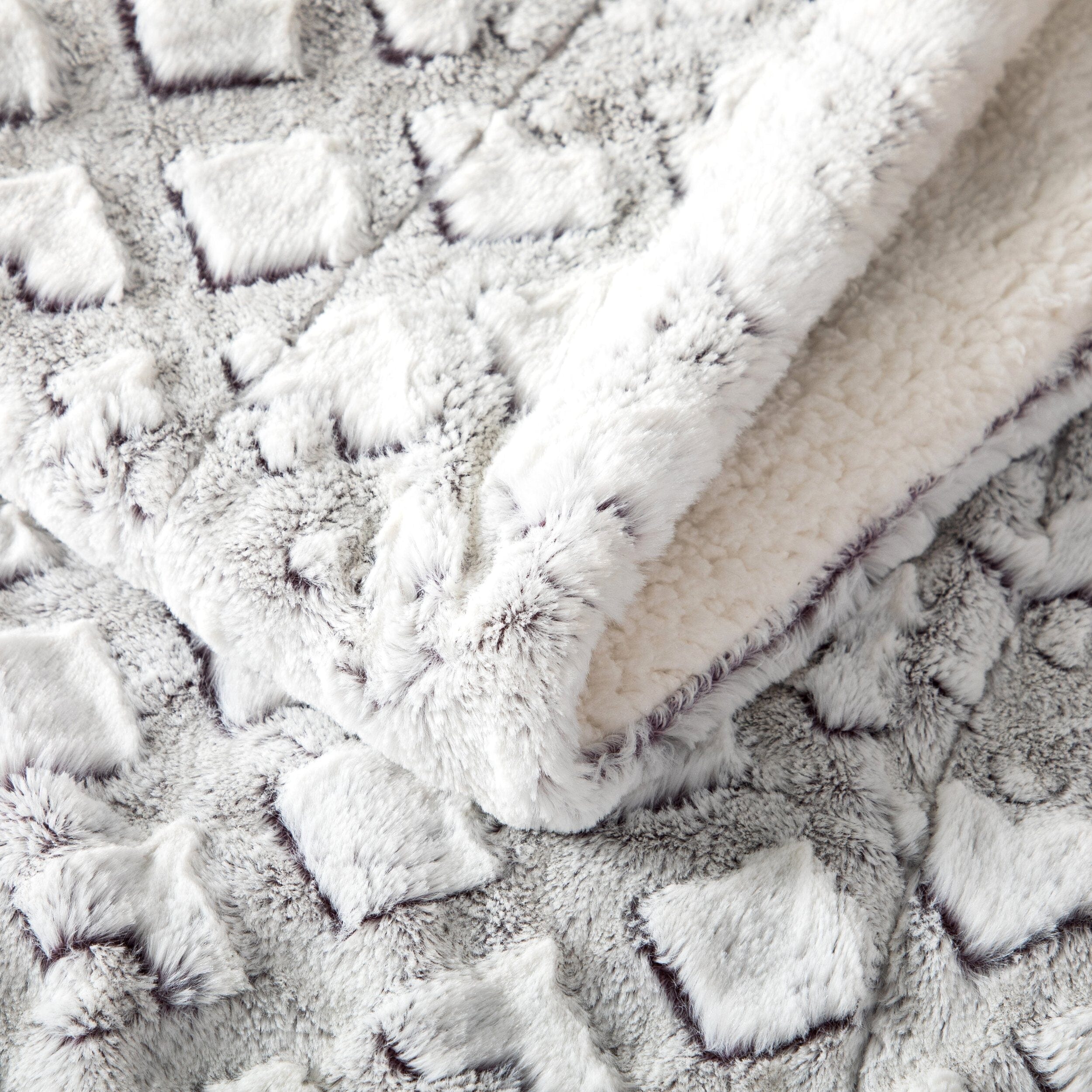 DaDa Bedding Milky White Purple Faux Fur Sherpa Throw Blanket