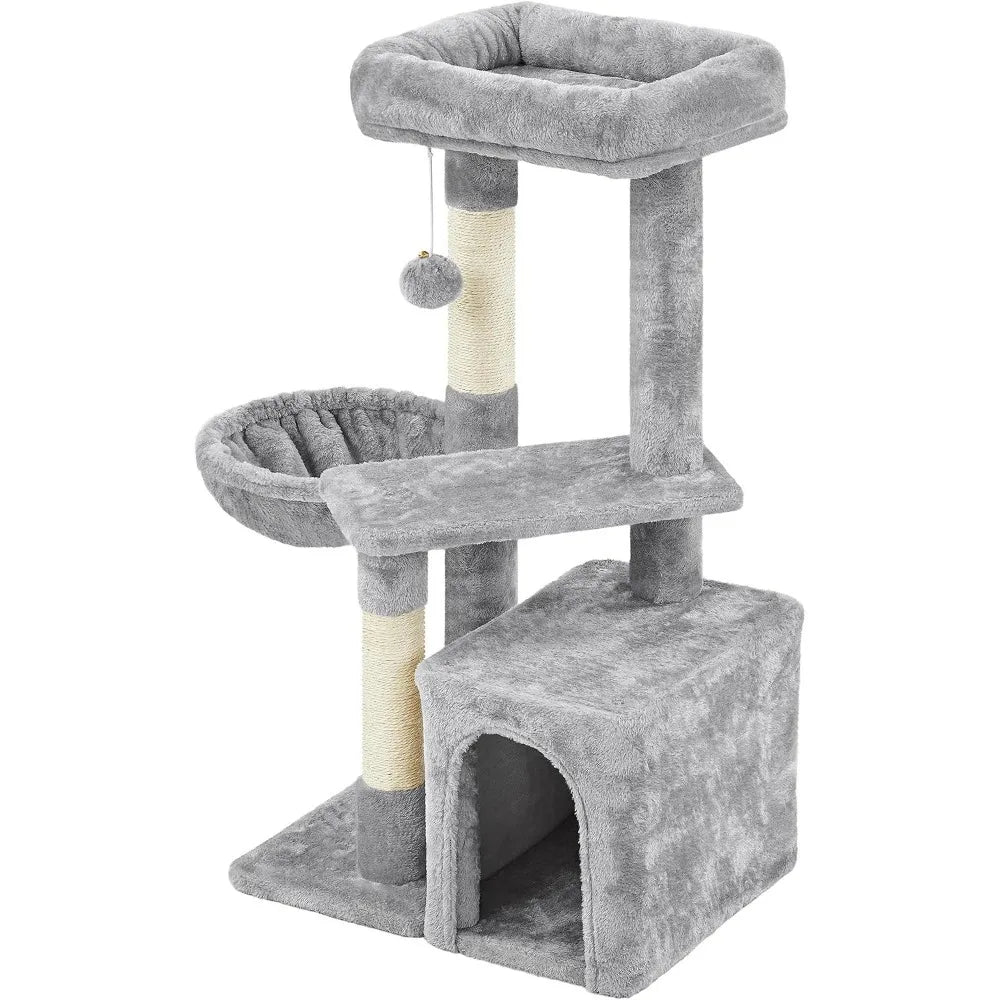 34''H Cat Tower, Cute Cat Tree with Condo Nest Platform Scratching Posts