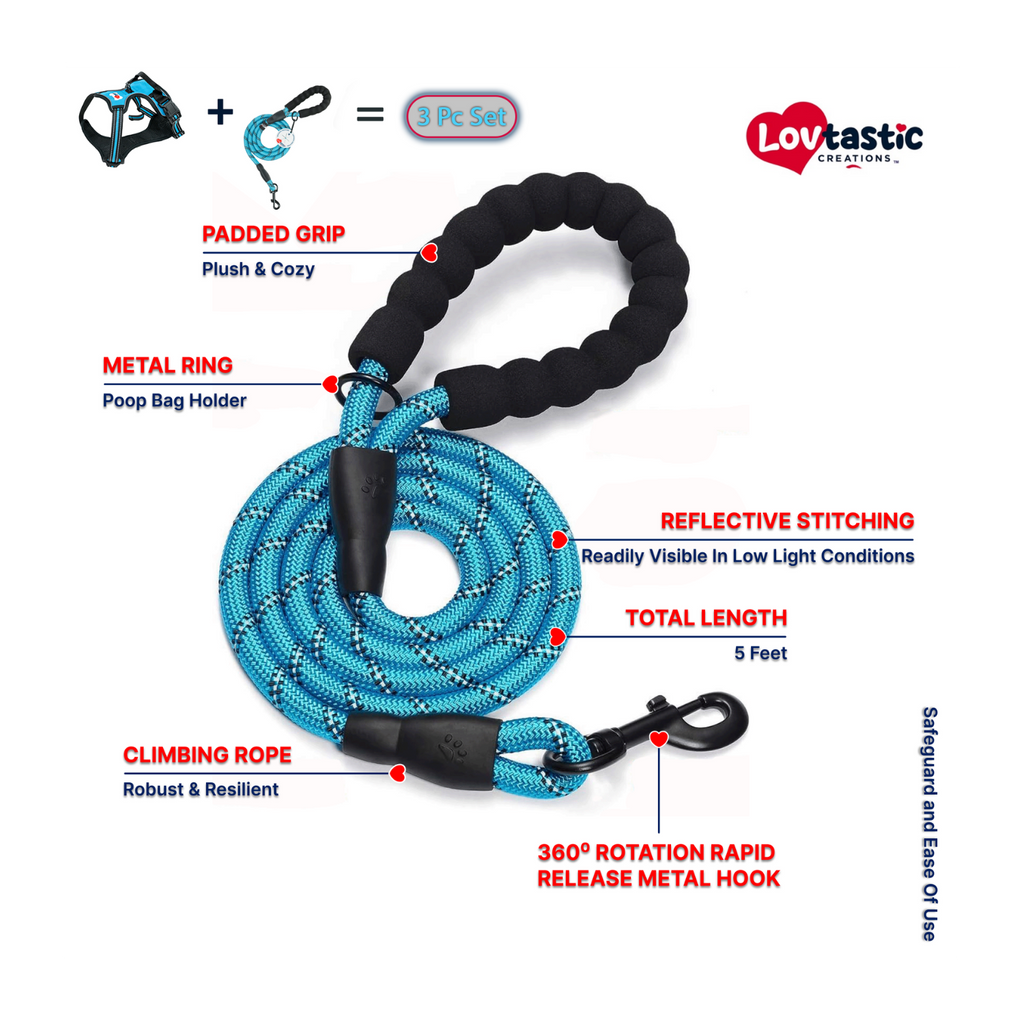 Lovtastic Creations™ No-Pull Dog Harness - w/Strong-Durable Dog Leash & Poopbag Holder