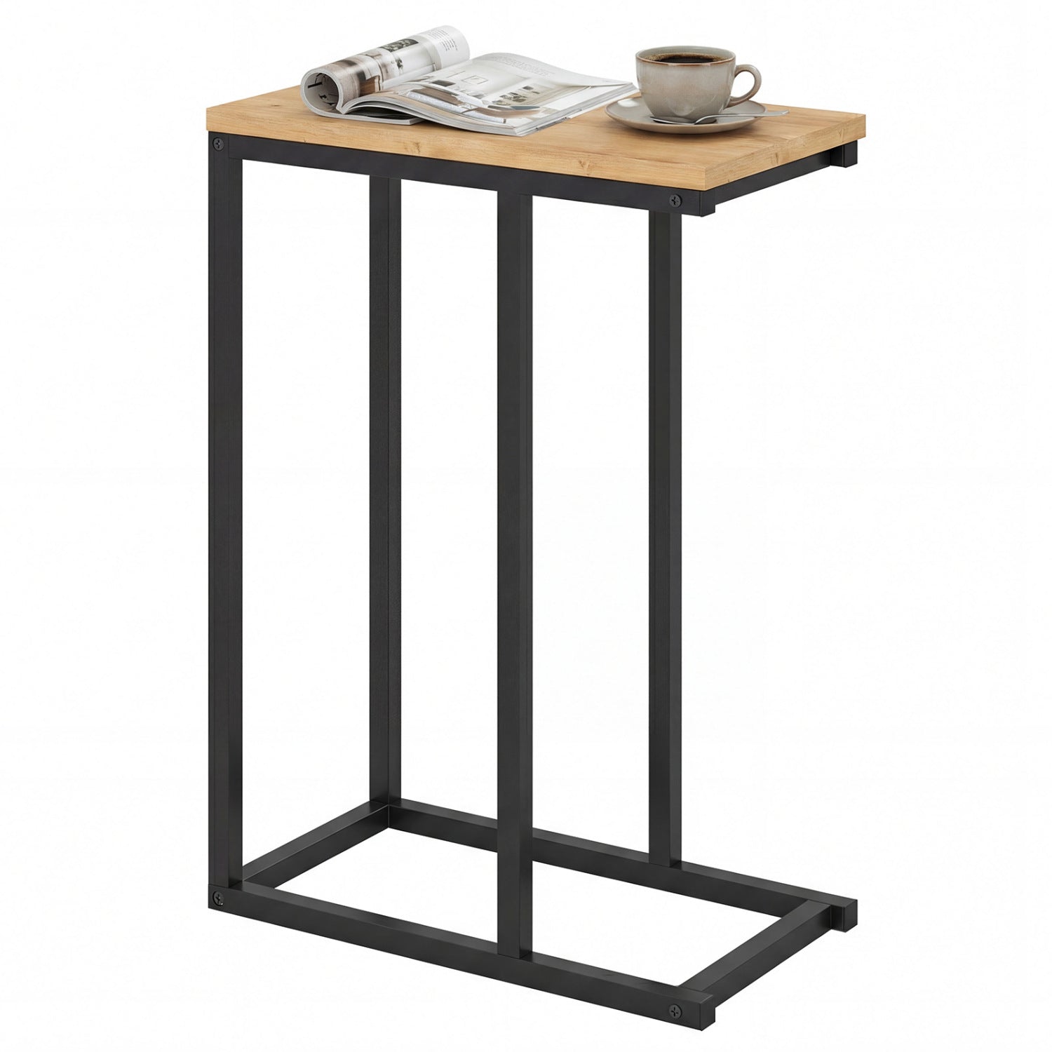 C-Shaped End Table Small Side Table with Sturdy Metal Frame