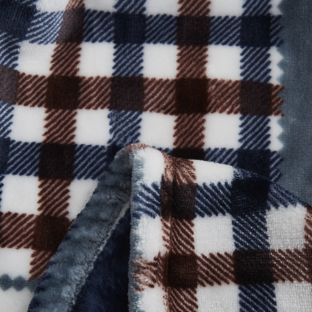 Tache Blue Lake Farmhouse Super Soft Plaid Patchwork Throw Blanket (4024)