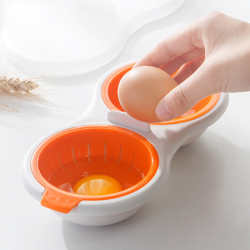 Mini Twin Egg Boiler Creative Tableware Microwave Oven Egg Steamer Double Layer With Lid