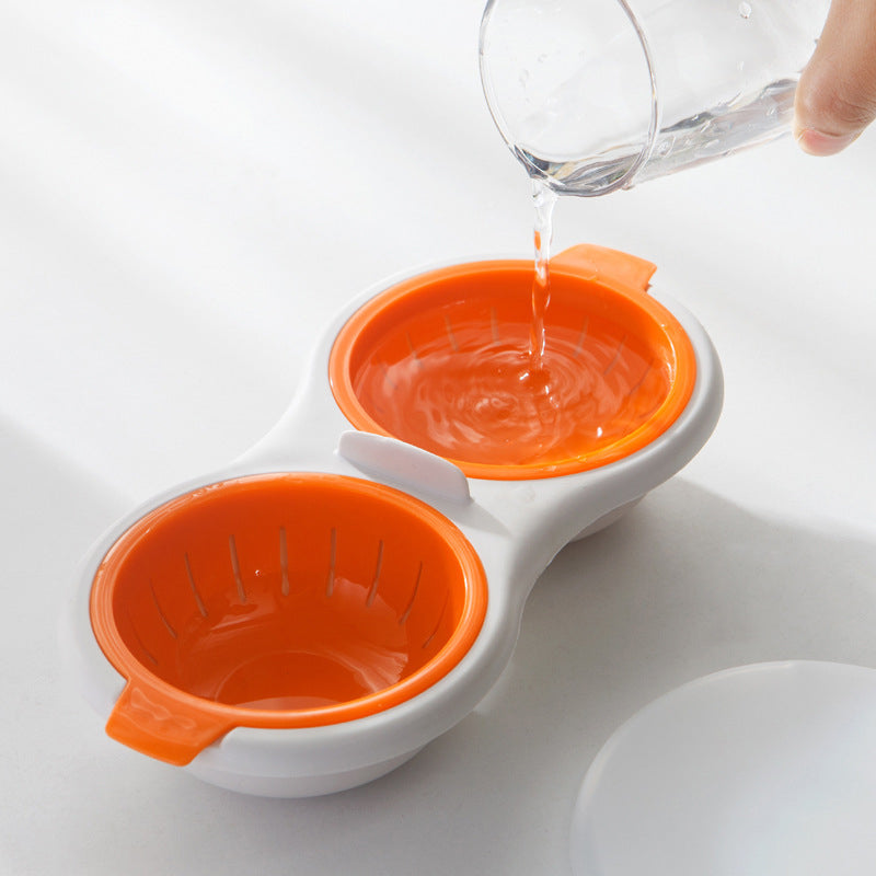 Mini Twin Egg Boiler Creative Tableware Microwave Oven Egg Steamer Double Layer With Lid