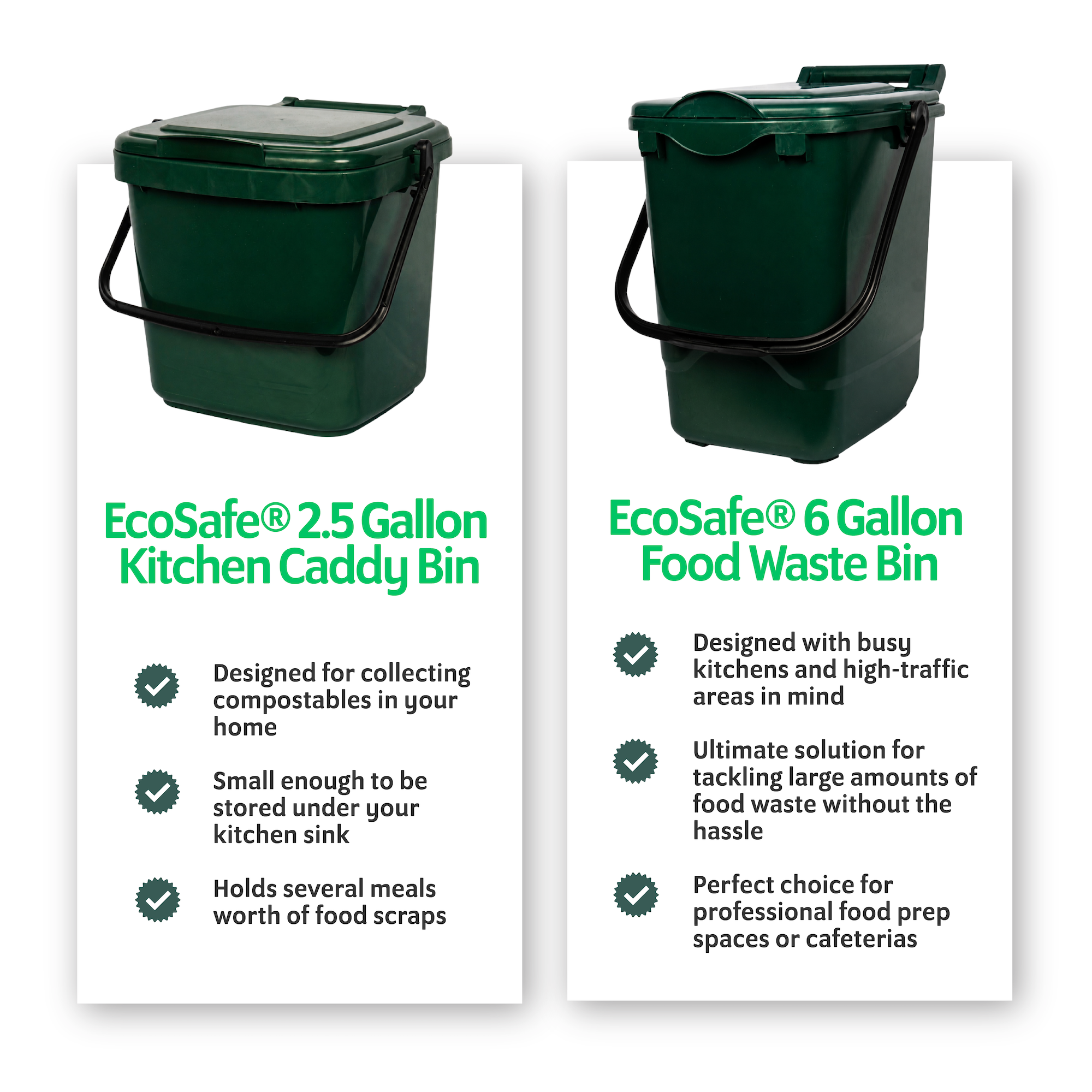 EcoSafe 2.5-Gallon Kitchen Caddy, Eco-Friendly Compost Container