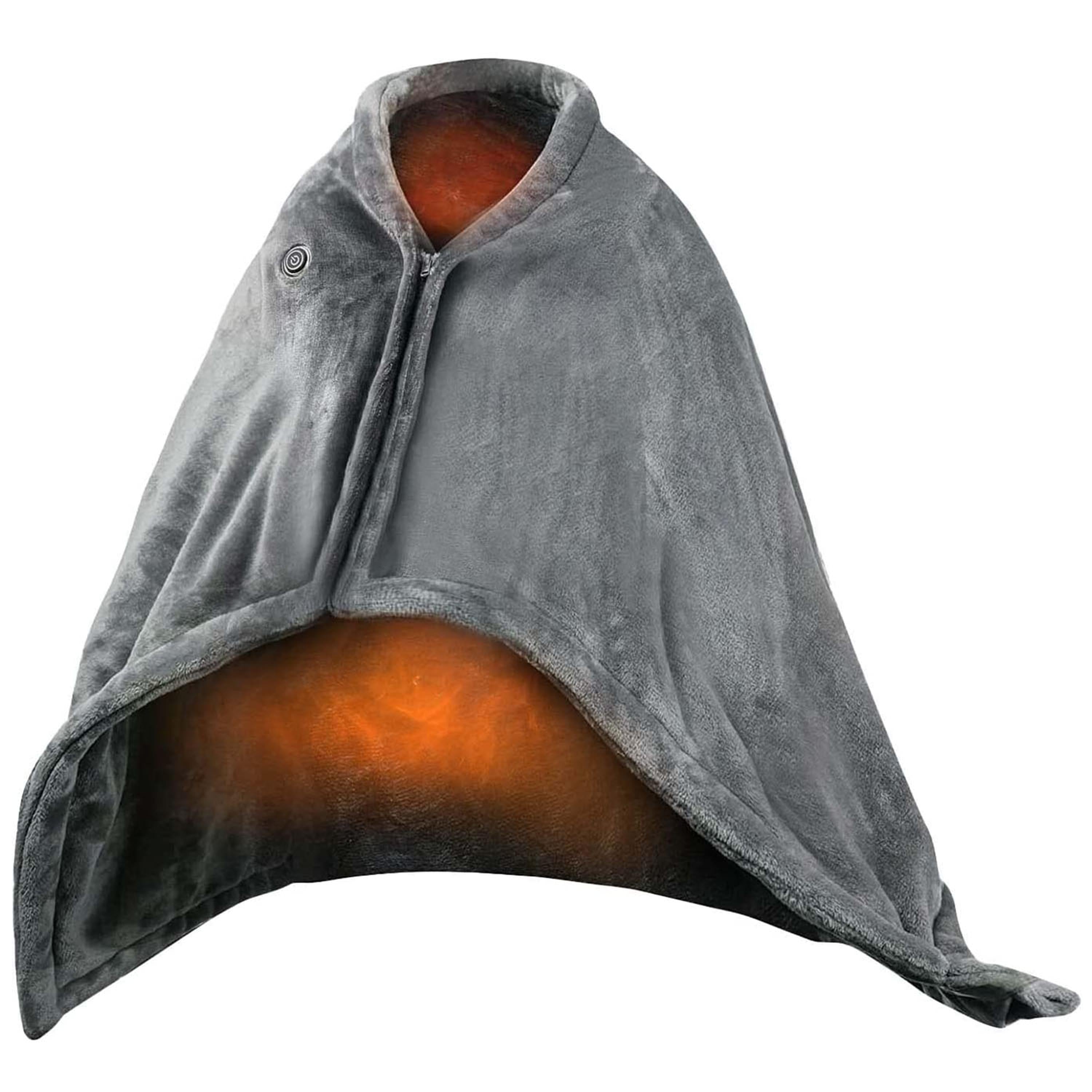 USB Heated Blanket Electric Heated Poncho Shawl Wrap Throw with Zipper Washable 59*31in