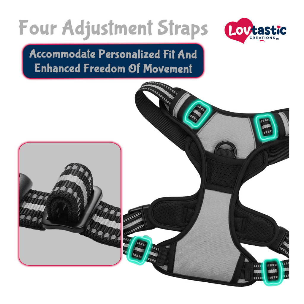 Lovtastic Creations™ No-Pull Dog Harness - w/Strong-Durable Dog Leash & Poopbag Holder