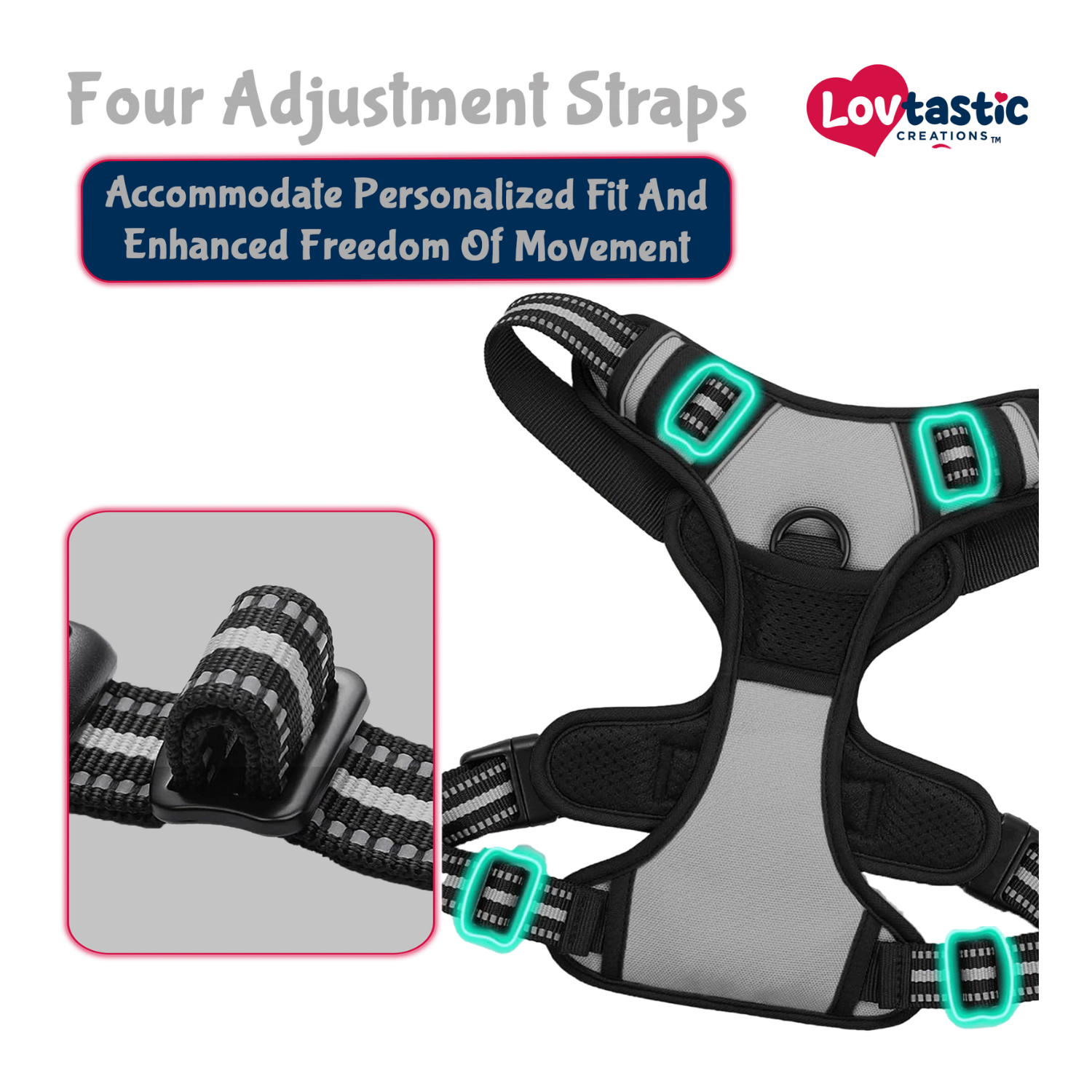 Lovtastic Creations™ No-Pull Dog Harness - w/Strong-Durable Dog Leash & Poopbag Holder