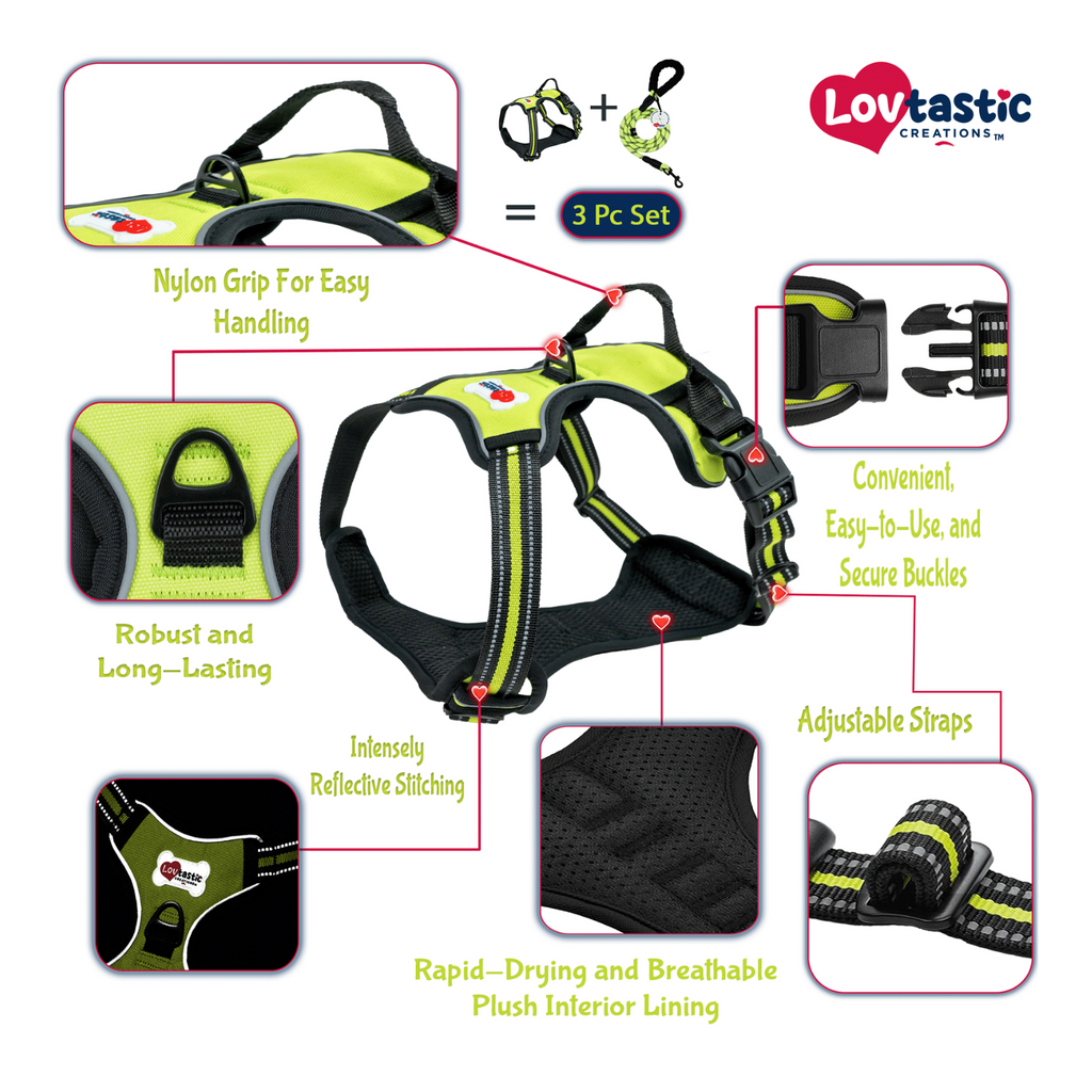 Lovtastic Creations™ No-Pull Dog Harness - w/Strong-Durable Dog Leash & Poopbag Holder