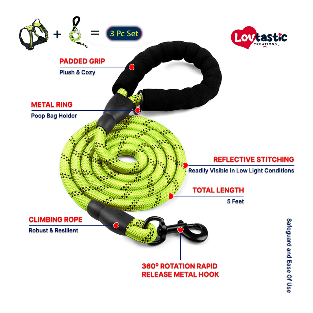 Lovtastic Creations™ No-Pull Dog Harness - w/Strong-Durable Dog Leash & Poopbag Holder