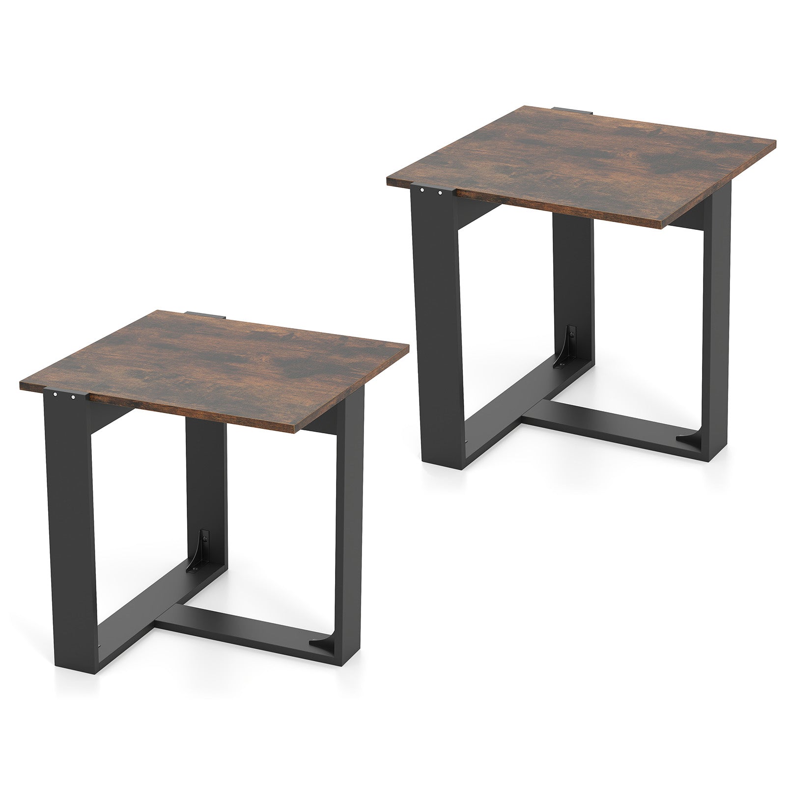 Industrial Sofa End Table with Metal Frame