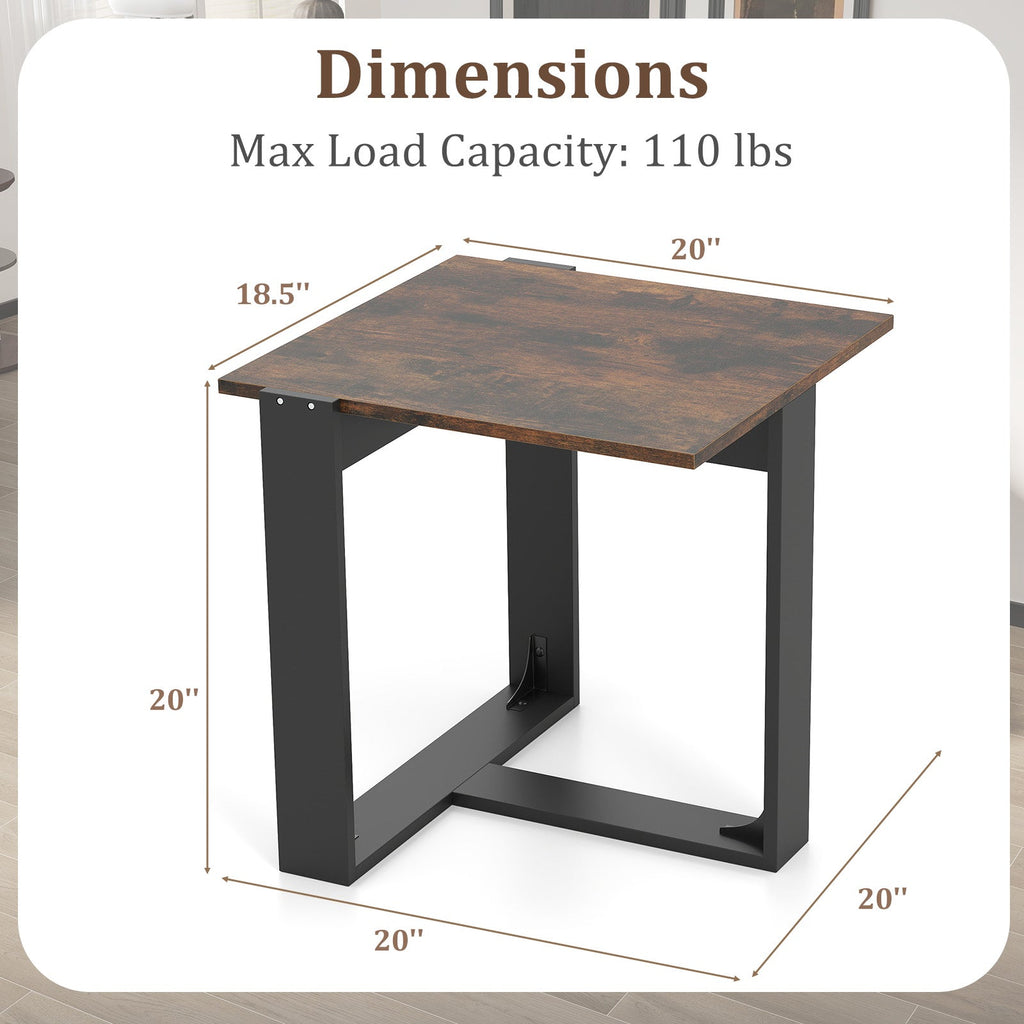 Industrial Sofa End Table with Metal Frame