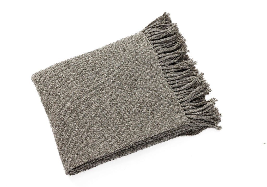 Handloomed Peruvian Pima Cotton & Undyed Baby Alpaca Graphite Throw Blanket