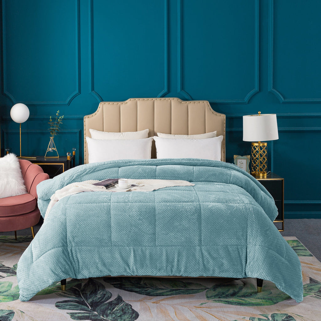 Kasentex Reversible All-Season Plush Comforter Set Twin/Queen/King - Warm Plush Bedding