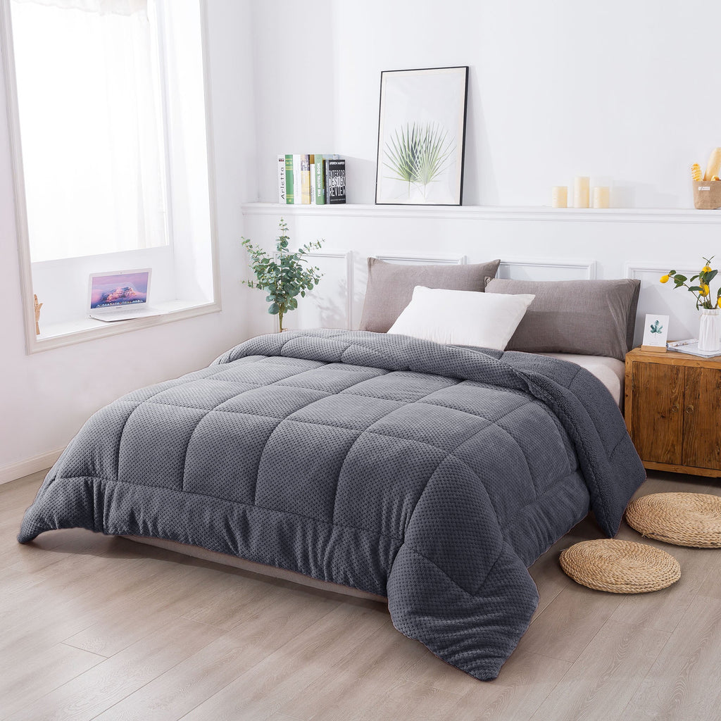Kasentex Reversible All-Season Plush Comforter Set Twin/Queen/King - Warm Plush Bedding