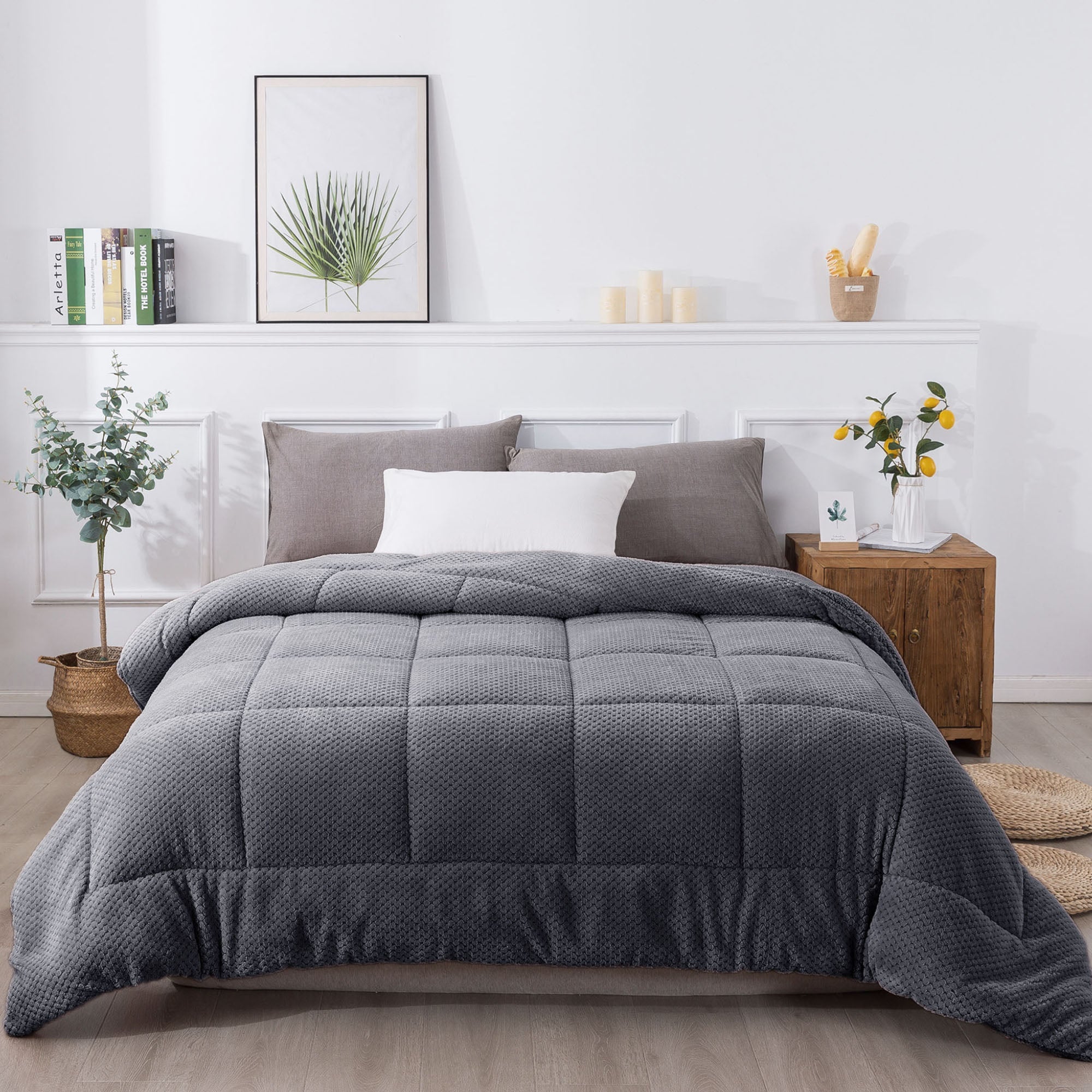 Kasentex Reversible All-Season Plush Comforter Set Twin/Queen/King - Warm Plush Bedding