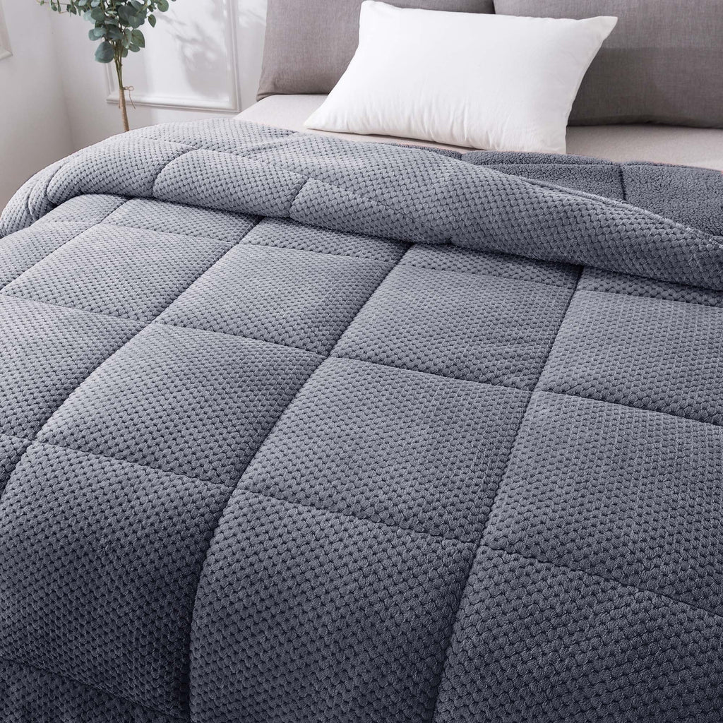 Kasentex Reversible All-Season Plush Comforter Set Twin/Queen/King - Warm Plush Bedding