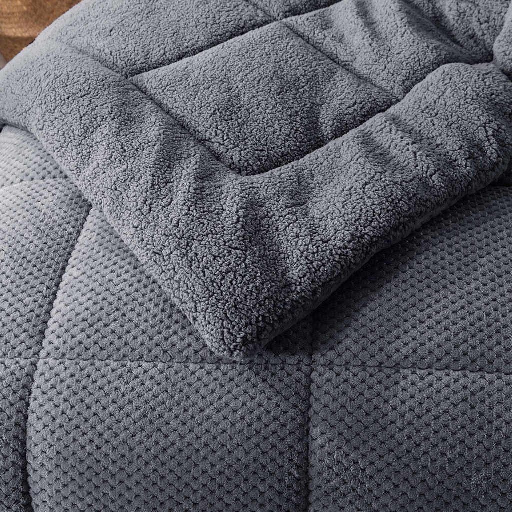 Kasentex Reversible All-Season Plush Comforter Set Twin/Queen/King - Warm Plush Bedding
