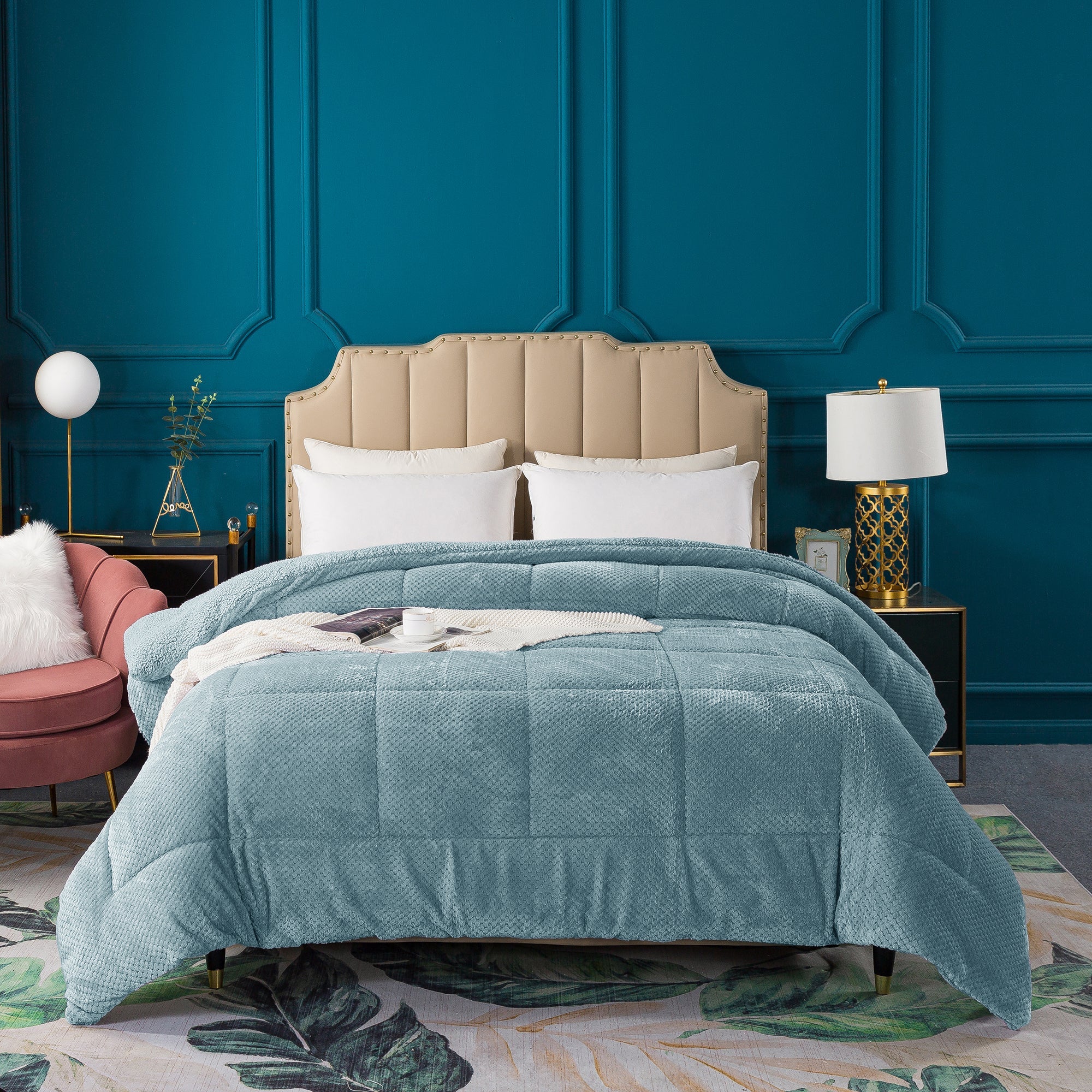 Kasentex Reversible All-Season Plush Comforter Set Twin/Queen/King - Warm Plush Bedding