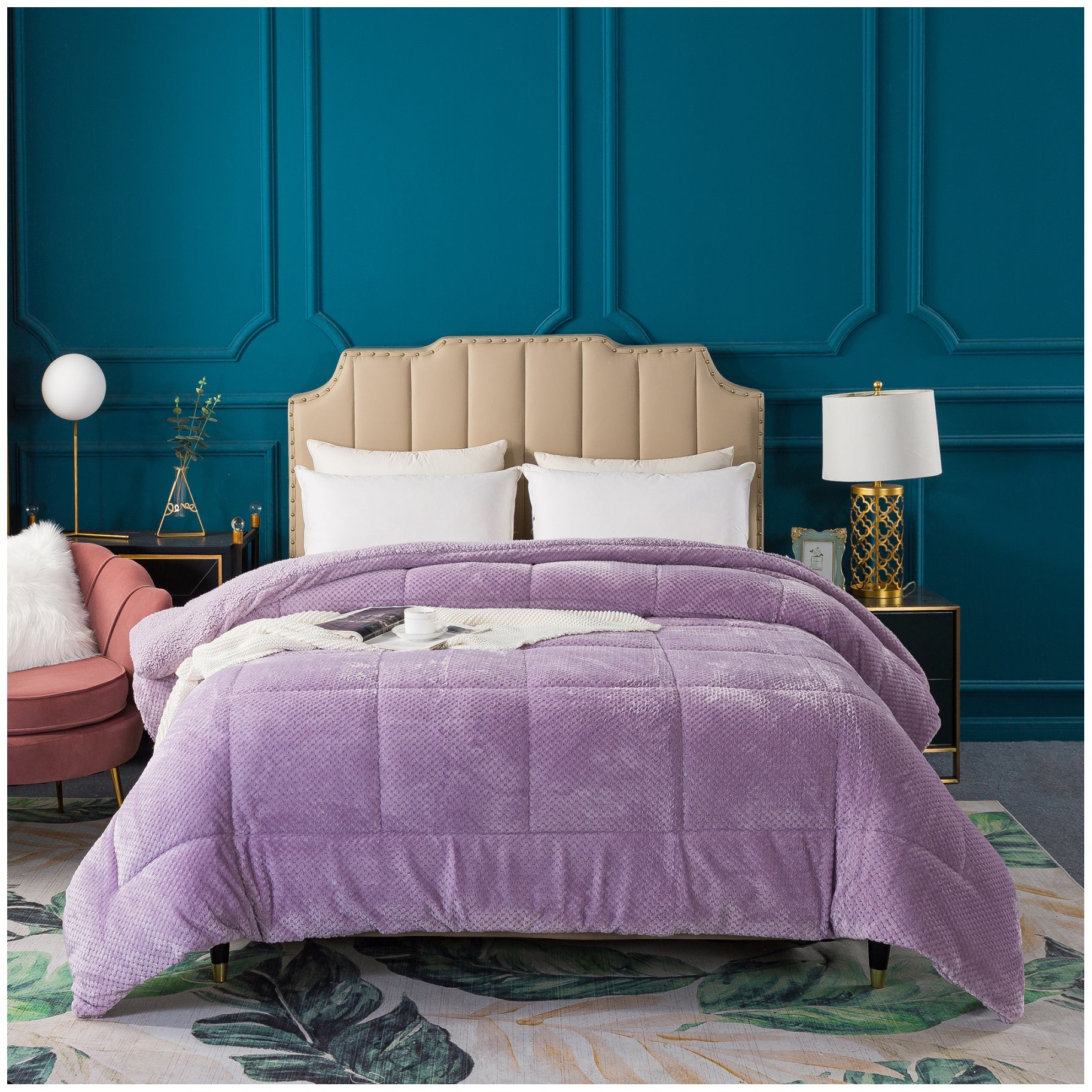 Kasentex Reversible All-Season Plush Comforter Set Twin/Queen/King - Warm Plush Bedding