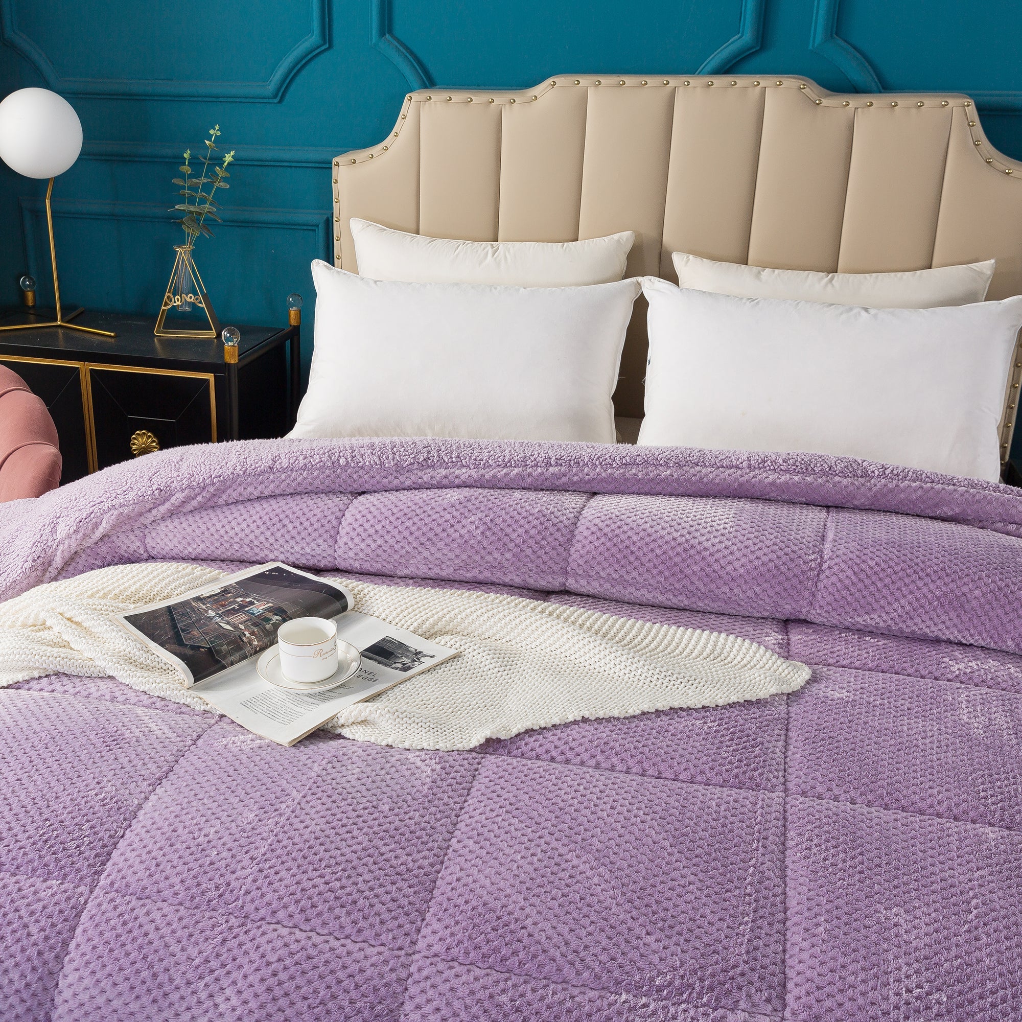 Kasentex Reversible All-Season Plush Comforter Set Twin/Queen/King - Warm Plush Bedding