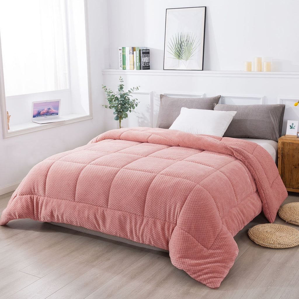 Kasentex Reversible All-Season Plush Comforter Set Twin/Queen/King - Warm Plush Bedding