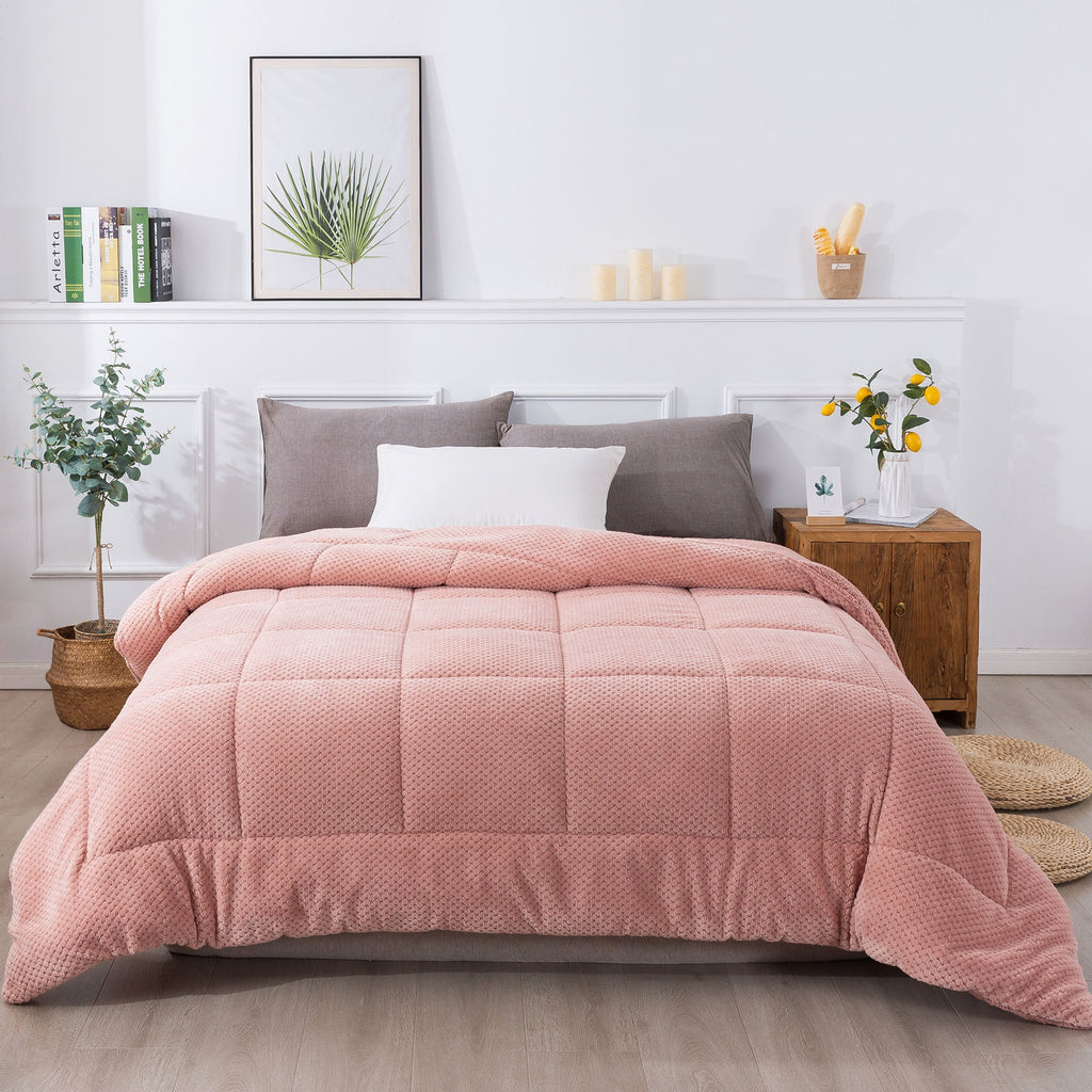 Kasentex Reversible All-Season Plush Comforter Set Twin/Queen/King - Warm Plush Bedding