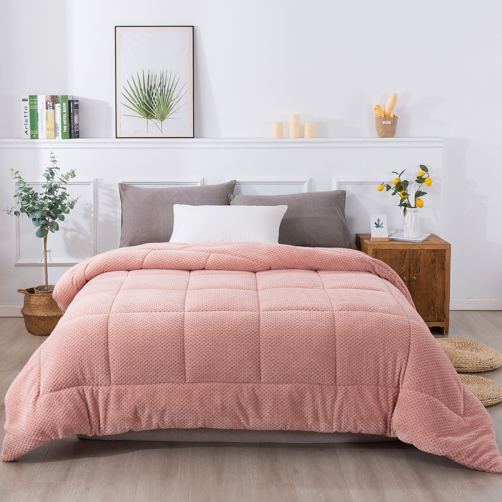 Kasentex Reversible All-Season Plush Comforter Set Twin/Queen/King - Warm Plush Bedding