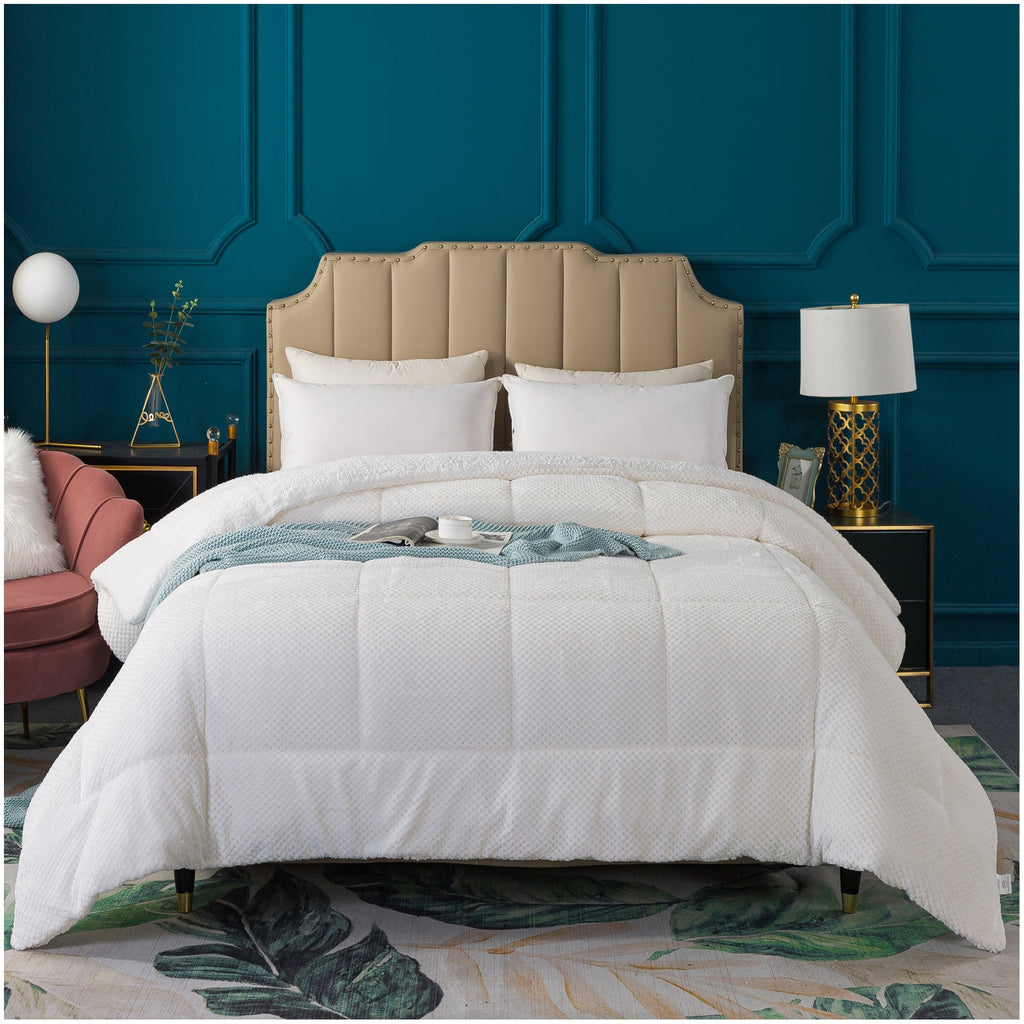 Kasentex Reversible All-Season Plush Comforter Set Twin/Queen/King - Warm Plush Bedding