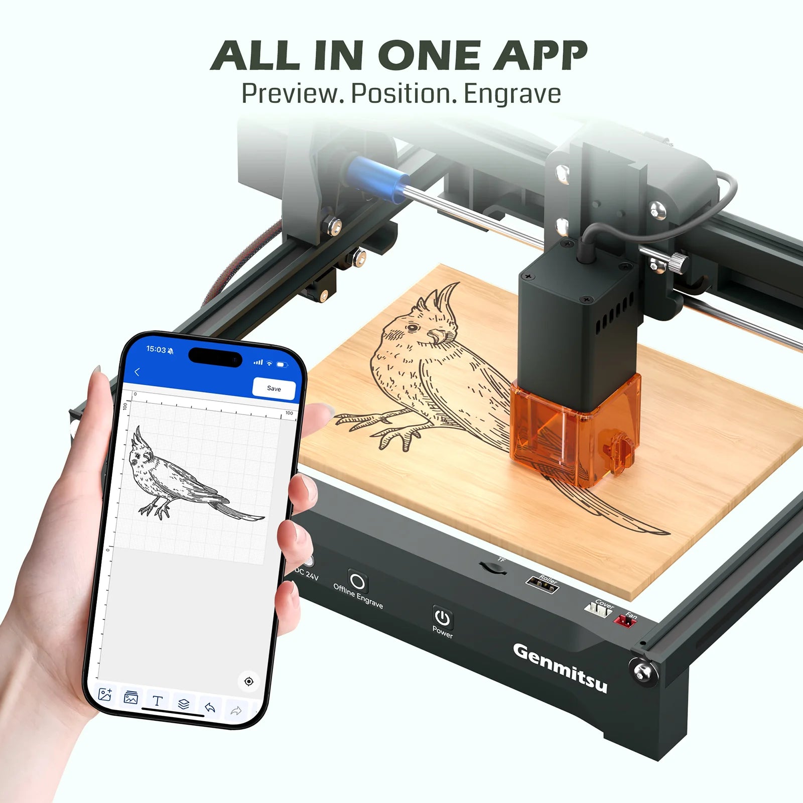 Kortek Laser Engraver Machine, 2.5W/5W/10W, ±0.01mm High Precision, IR Laser Compatible