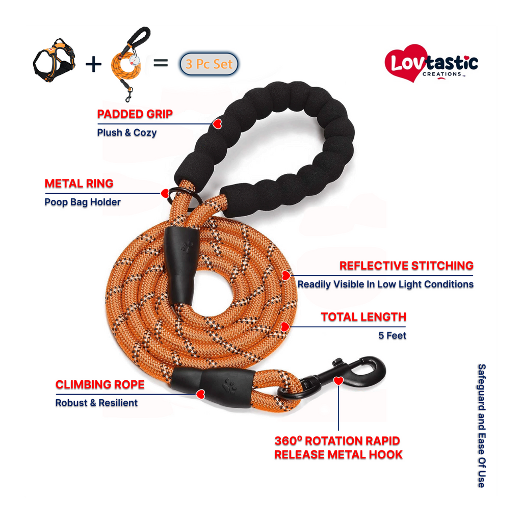 Lovtastic Creations™ No-Pull Dog Harness - w/Strong-Durable Dog Leash & Poopbag Holder